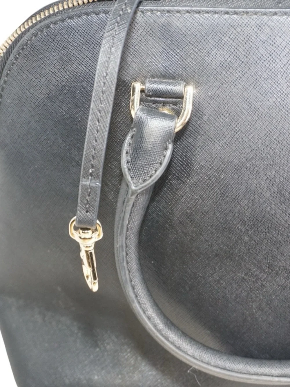Michael Kors Cindy Black Dome Satchel with Gold Hardware Accents
